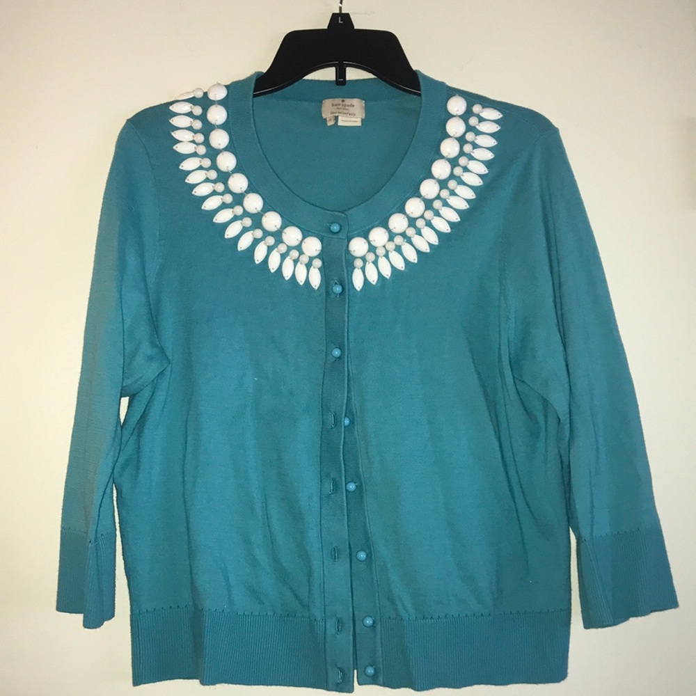 Kate Spade blue beaded cardigan
